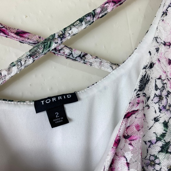 Torrid Plus Sz 2X Floral Print Midi Dress Spaghetti Strap Boho Cottagecore - Picture 9 of 10